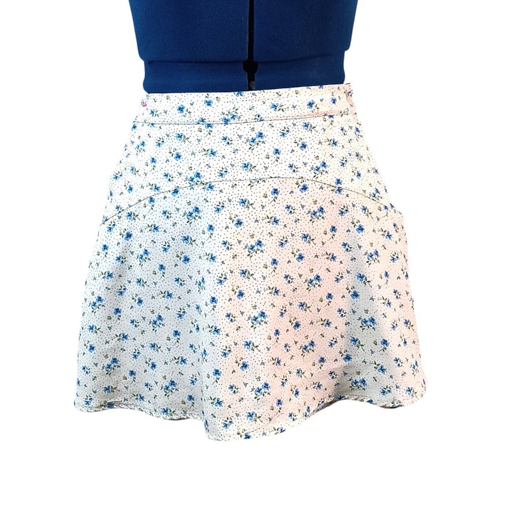 Altar'D State Blue & Cream Floral Mini Skirt Skort Boho